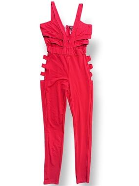 Fashion Nova Red Strappy Cutout Jumpsuit